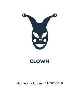 Clown icon. Black filled vector illustration. Clown symbol on white background. Can be used in web and mobile.