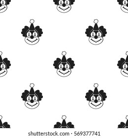 Clown icon in black style isolated on white background. Circus pattern stock vector illustration.