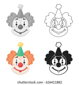 Clown icon in cartoon style isolated on white background. Circus symbol stock vector illustration.