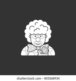 clown icon dressed in polka dots in the contour style