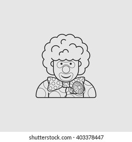 clown icon dressed in polka dots in the contour style