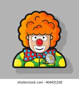 clown icon dressed in polka dots in the contour style