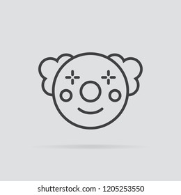 Clown icon in flat style isolated on grey background. For your design, logo. Vector illustration.