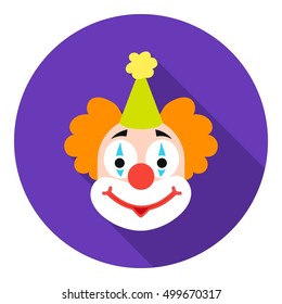 Clown icon in flat style isolated on white background. Circus symbol stock vector illustration.
