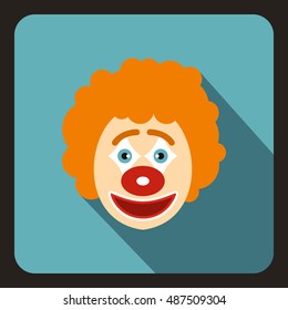 Clown icon in flat style on a baby blue background vector illustration