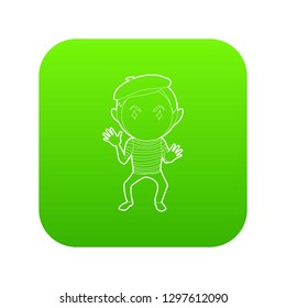 Clown icon green vector isolated on white background