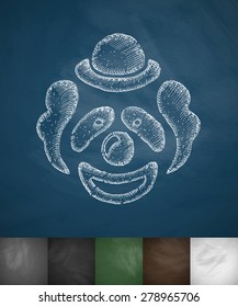 clown icon. Hand drawn vector illustration. Chalkboard Design