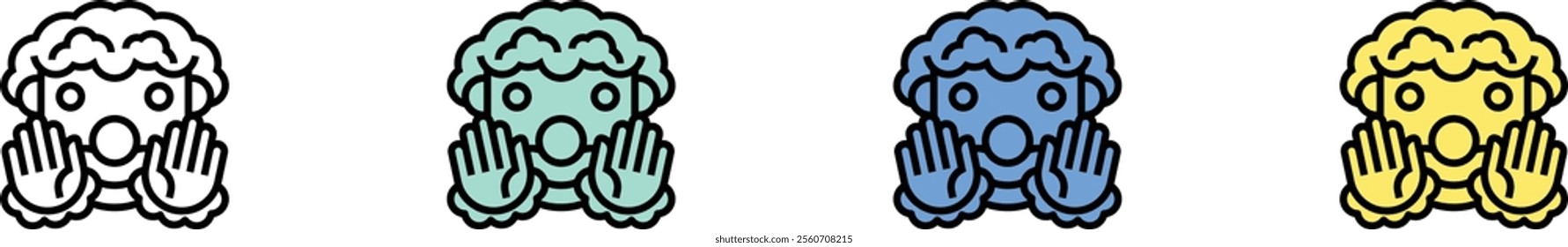 clown icon. Outline, Green, Blue and Yellow Style Design Isolated On White Background