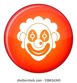 Clown icon in red circle isolated on white background vector illustration