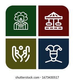 clown icon set. Collection of Clown, Carousel, Juggling, Buffoon icons