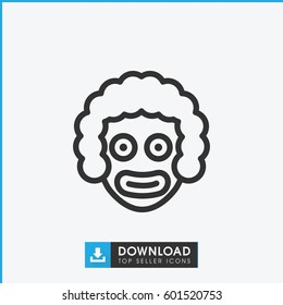 clown icon. simple outline clown vector icon. on white background.