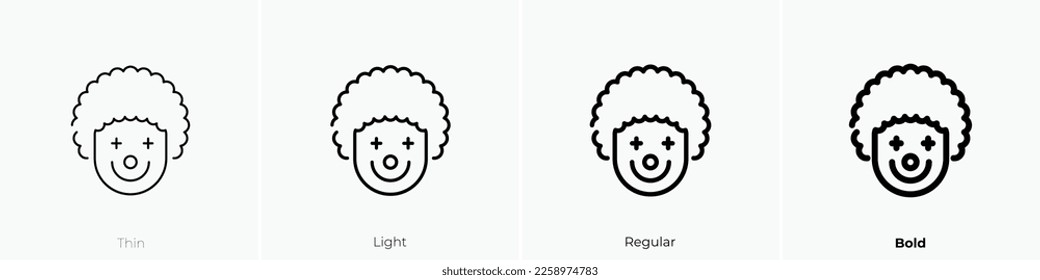 clown icon. Thin, Light Regular And Bold style design isolated on white background