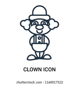 Clown icon vector isolated on white background, Clown transparent sign , outline linear symbol or thin lined pictogram