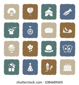 Clown Icons. Grunge Color Flat Design. Vector Illustration. 