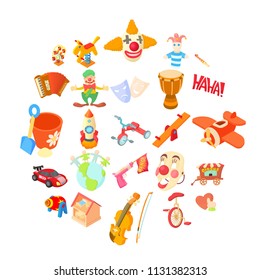 Clown icons set. Cartoon set of 25 clown vector icons for web isolated on white background
