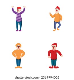Clown icons set cartoon vector. Circus clown. Performance