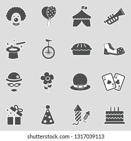 Clown Icons. Sticker Design. Vector Illustration.