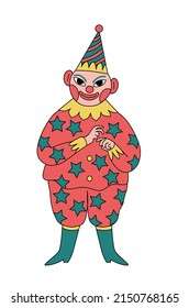 Clown isolated on white background. Vector hand drawn illustration.