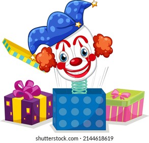 Clown jack in the box toy  illustration