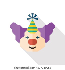clown jester flat icon with long shadow