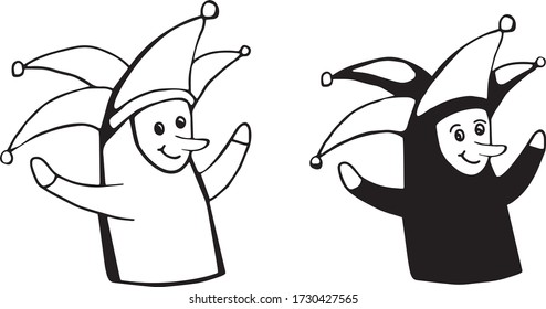 clown (jester ) in  hat with bells ( vector element )