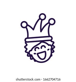 clown with jester hat over white background, line style icon, vector illustration