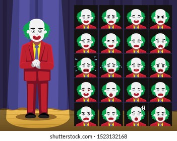 Clown Joker Costume Cartoon Emotion faces Vector Illustration-01