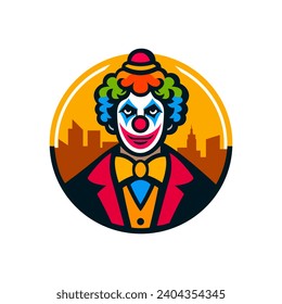 Clown, joker logo icon. Vector illustration