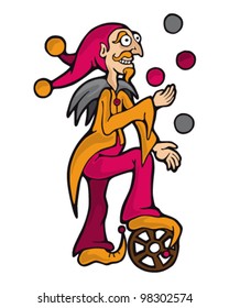 Clown juggler humor vector illustration