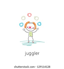 Clown juggler. Illustration.