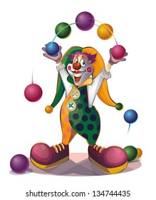 clown juggles balls