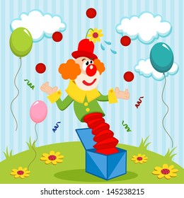 clown juggles balls - vector illustration