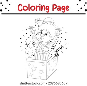 página de coloración de caja de saltos de payasos