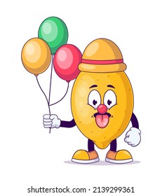 Clown lemon cartoon mascot character vector illustration design
