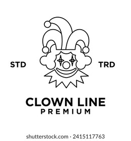 clown line head face logo icon design illustration