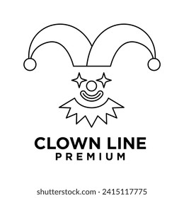 clown line head face logo icon design illustration