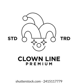 clown line head face logo icon design illustration