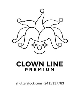 clown line head face logo icon design illustration