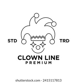 clown line head face logo icon design illustration