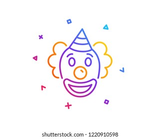 Clown line icon. Amusement park funnyman sign. Gradient line button. Clown icon design. Colorful geometric shapes. Vector