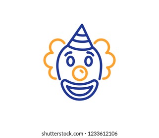 Clown line icon. Amusement park funnyman sign. Colorful outline concept. Blue and orange thin line color icon. Clown Vector