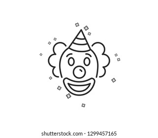 Clown line icon. Amusement park funnyman sign. Geometric shapes. Random cross elements. Linear Clown icon design. Vector