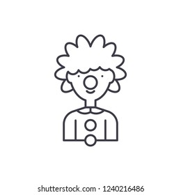Clown line icon concept. Clown vector linear illustration, symbol, sign