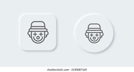 Clown line icon in neomorphic design style. Joker signs vector illustration.