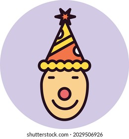Clown Linear Circle Filled Vector Icon Design