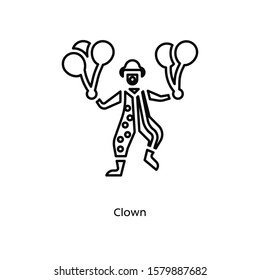 Clown linear icon vector on white background. Celebration illustration