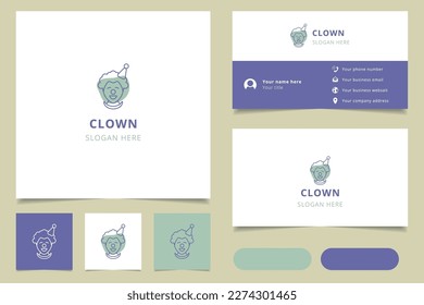Clown logo design with editable slogan. Branding book and business card template.