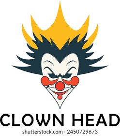 clown logo, Joker character in clown cap  logo, clown head face logo icon design illustration