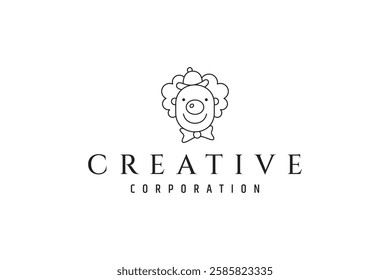 clown logo in line art design style