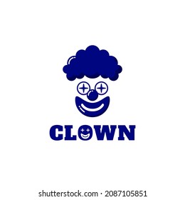 Clown logo vector illustration. Dark blue mascot icon on white background.
